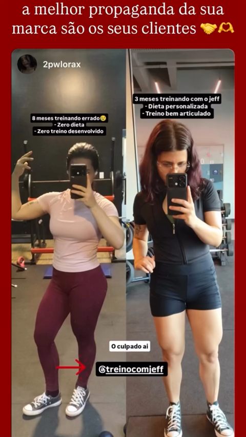 Aluna marcando o treino nos stories